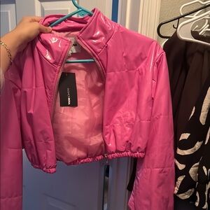 Fashion Nova Pink Puffer Jacket with Cropped Silhouette